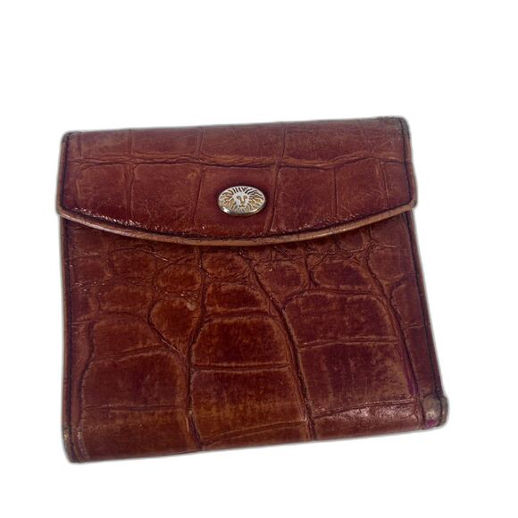 Anne Klein St Thomas Faux Croc Leather Bi Fold Wallet Kiss Clasp Change Purse - Picture 1 of 14